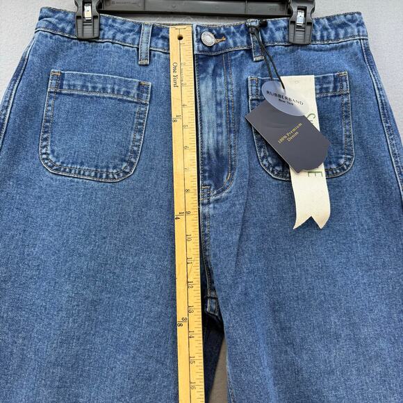 Rubberband Stretch Jeans Women's 30 11/12 Blue Patch Pocket Wide Leg NWT - Picture 12 of 14